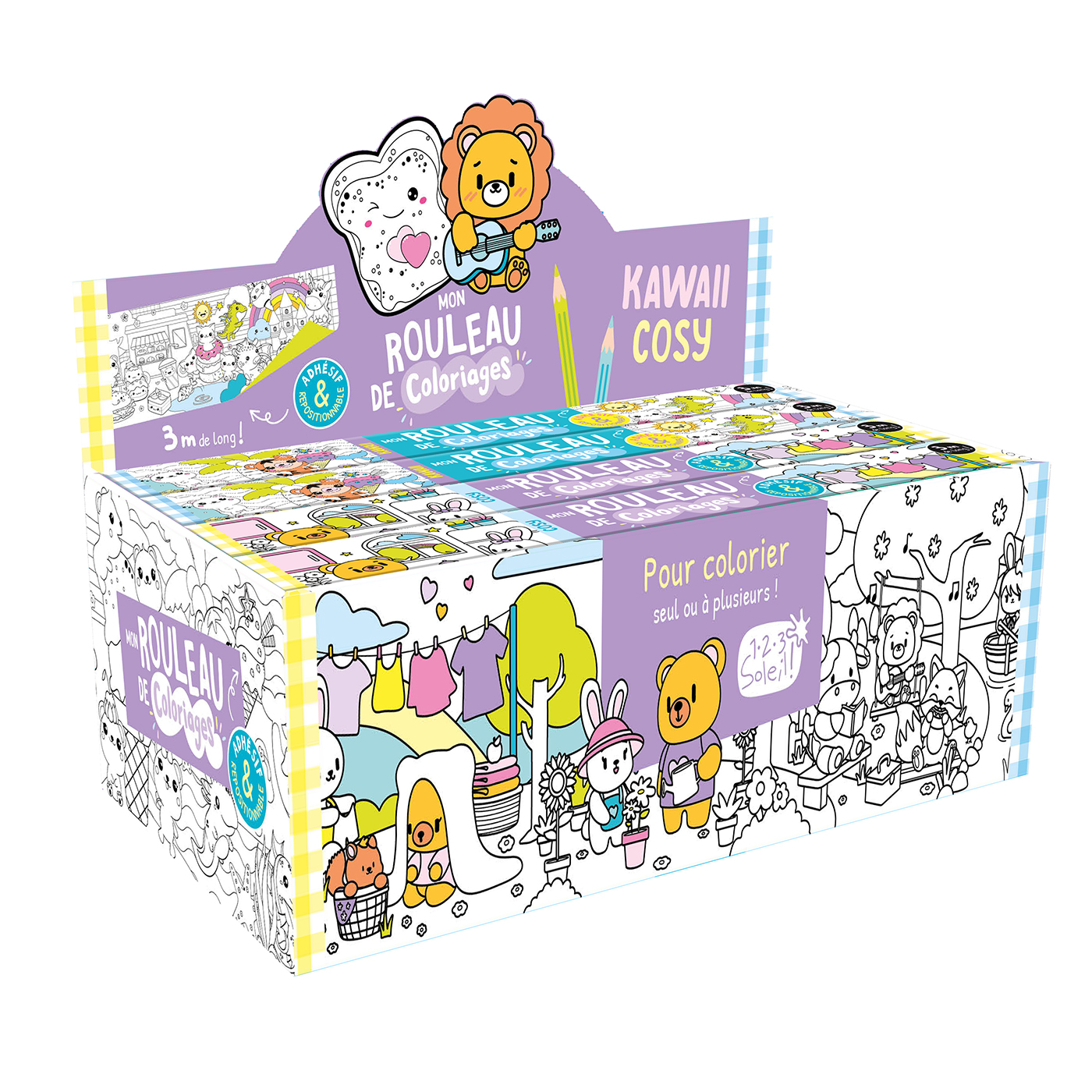 PLV Mon rouleau de coloriages adhésif - Cosy / Kawaii- 123 Soleil Editions