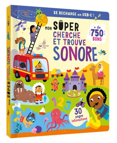 Mon super cherche et trouve sonore 750 sons – se recharge en usb-c