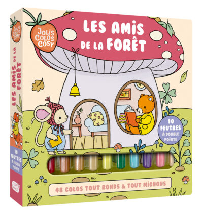 Coffret jolis colos cosy + 10 feutres double pointe – Les amis de la forêt